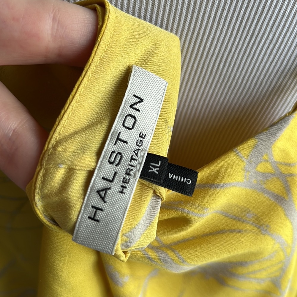 EUC Halston Heritage Popover Floral Print Sunshine Yellow Camisole Blouse - XL - Picture 17 of 17